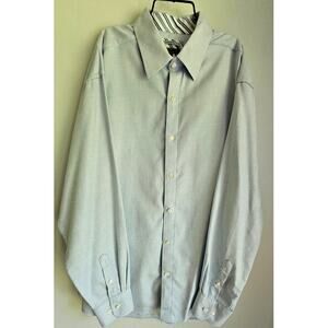 Johnson Murphy Button Down Blue White Tailored Fit Shirt , Sz XL, NEW